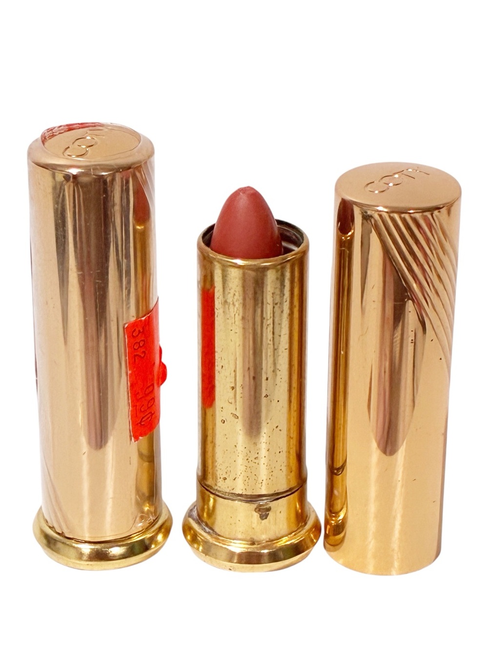 VINTAGE COLLECTIBLE ORIGINAL COTY  24 GOLD TUBE LIPSTICK Lasting Bronze Lot of 2